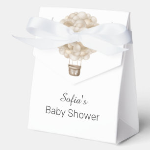 Beige Heißluftballon Boho Babydusche Geschenkschachtel