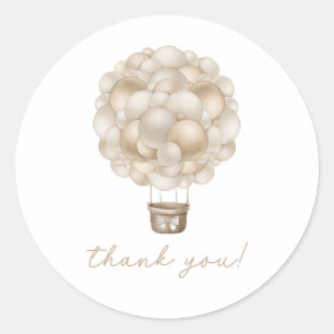 Beige Heißluftballon Boho Babydusche Runder Aufkleber