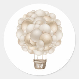 Beige Heißluftballon Boho Babydusche Runder Aufkleber