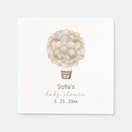 Beige Heißluftballon Boho Babydusche Serviette