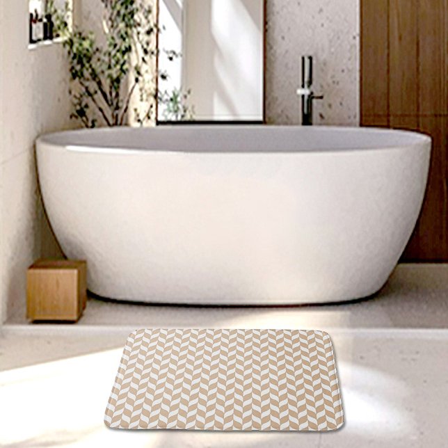 Beige Herringbone Pattern Bath Mat Badematte (Von Creator hochgeladen)