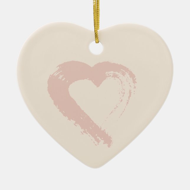 Beige Herzdekoration Keramik Ornament (Vorne)