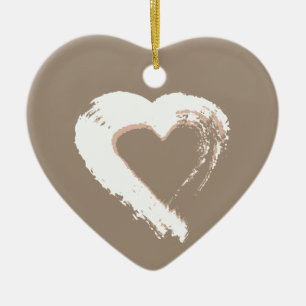 Beige Herzdekoration Keramik Ornament