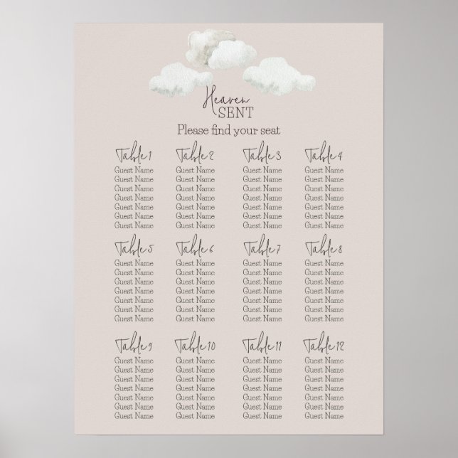 Beige Himmel Geschlecht Enthüllung Sitzordnung Poster (Vorne)