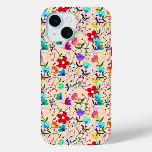 Beige Hintergrund farbenfrohe Blumenmuster Case-Mate iPhone Hülle