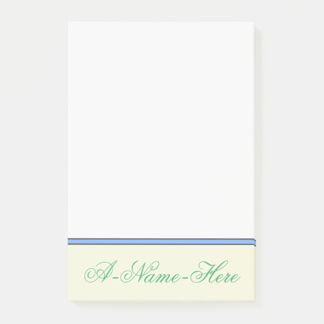 Beige Hintergrund w/ Sea Green Eleganname Post-it Klebezettel (Vorderseite)