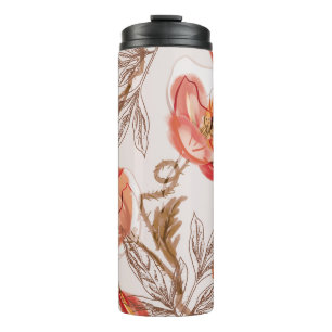 Beige Hintergrundbeläge Wasserfarbmuster Thermosbecher