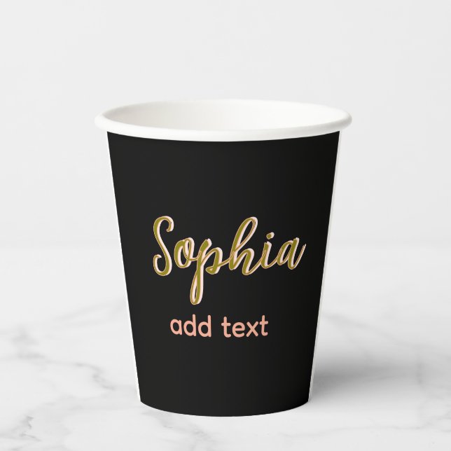 Beige hinzufügen Name Mädchen Boss Text schwarz el Pappbecher (Vorderseite)