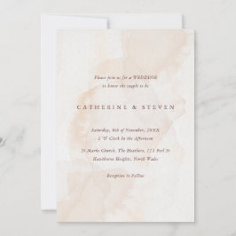 Beige Hochzeit an der Küstenstadt Einladung