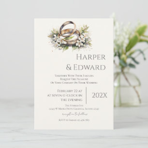 beige Hochzeitseinladung mit Ring Einladung
