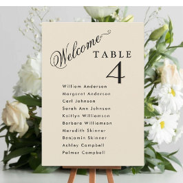 Beige, Hochzeitsplankarten mit Gästebamen Einladung