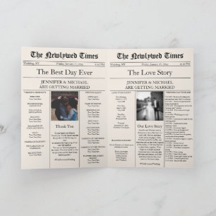Beige Hochzeitszeitung Zeitplan Programm Geschicht