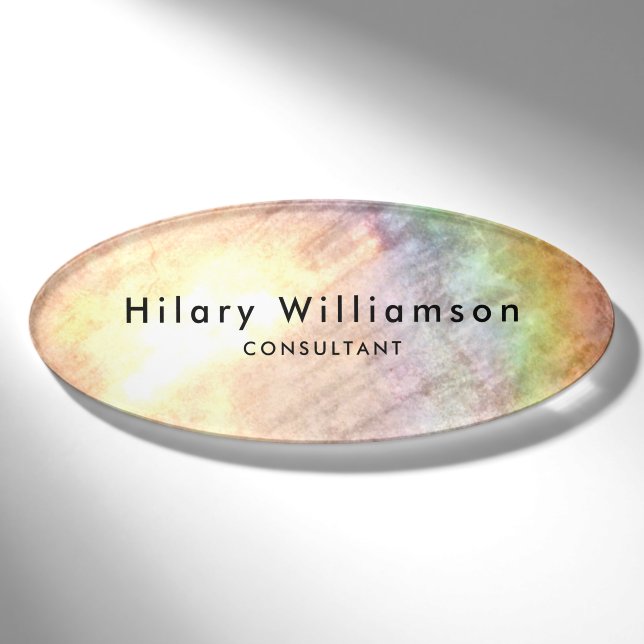 Beige Holograph Magnetic Employee Custom Namenschild (Vorderseite)