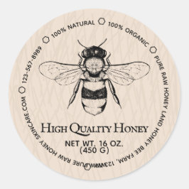 Beige Honey Jar Boho Ivory Beekeeping Runder Aufkleber