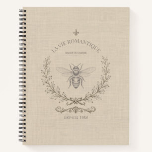 Beige Honigbiene Französisches Landhaus-Stil Vinta Notizbuch