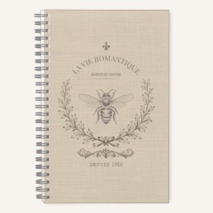 Beige Honigbiene Französisches Landhaus-Stil Vinta Notizbuch