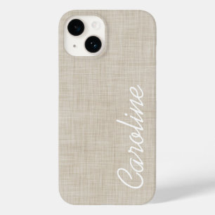 Beige Imitate Linen Textur Custom Monogram Case-Mate iPhone Hülle