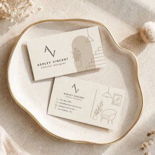 Beige Innenarchitekt Minimal Luxus Visitenkarte