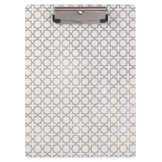 Beige islamische geometrische Muster Klemmbrett (Vorderseite)