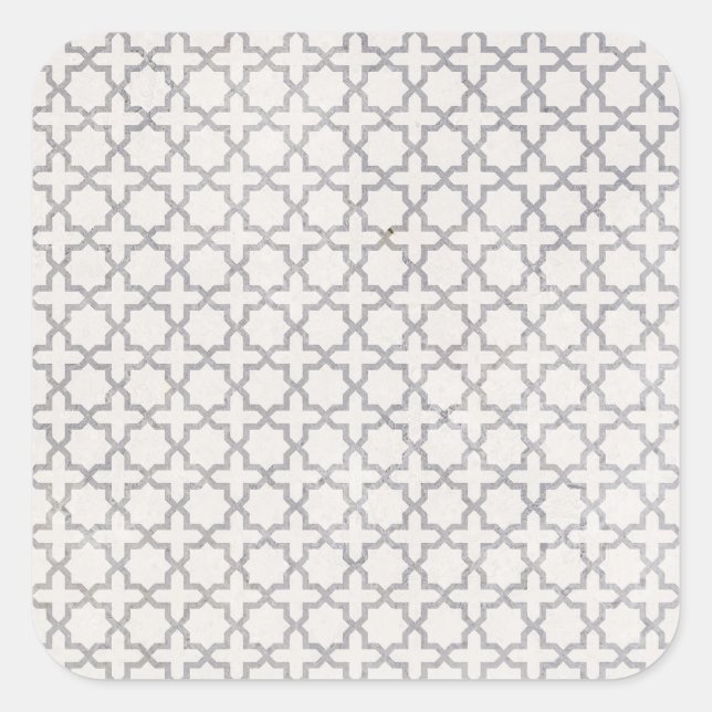 Beige islamische geometrische Muster Quadratischer Aufkleber (Vorderseite)
