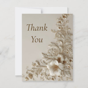 Beige & Ivory Floral Danke Karte