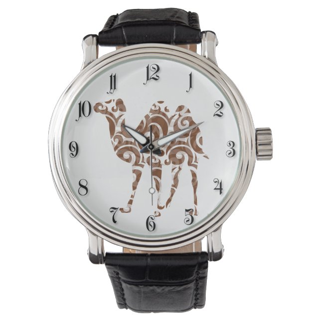 Beige Kamel Armbanduhr (Vorderseite)