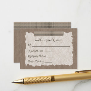 Beige Karierte Holzkarte Bar Mitzvah RSVP Card Hinweiskarte