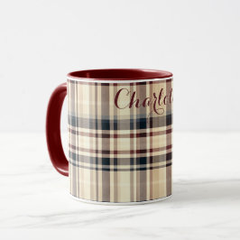 Beige Karierte klassische Prüfmuster Tasse