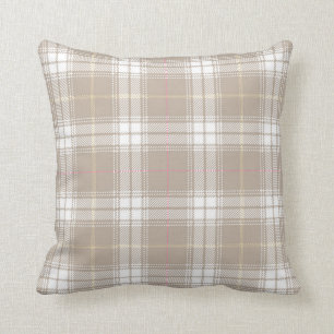 Beige Kariertes Tartan Muster Rustikal  Kissen