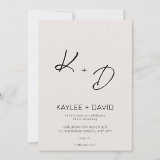 Beige klassische Hochzeitsfeier Minimal Einladung