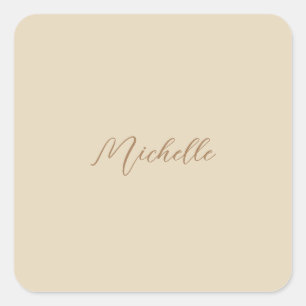 Beige klassische professionelle handgeschriebene N Quadratischer Aufkleber