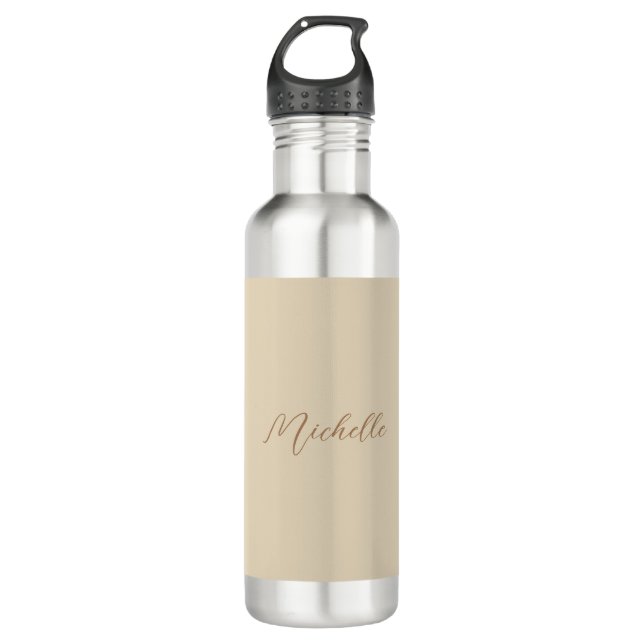 Beige Klassischer Beruflicher handgeschriebener Na Edelstahlflasche (Vorderseite)