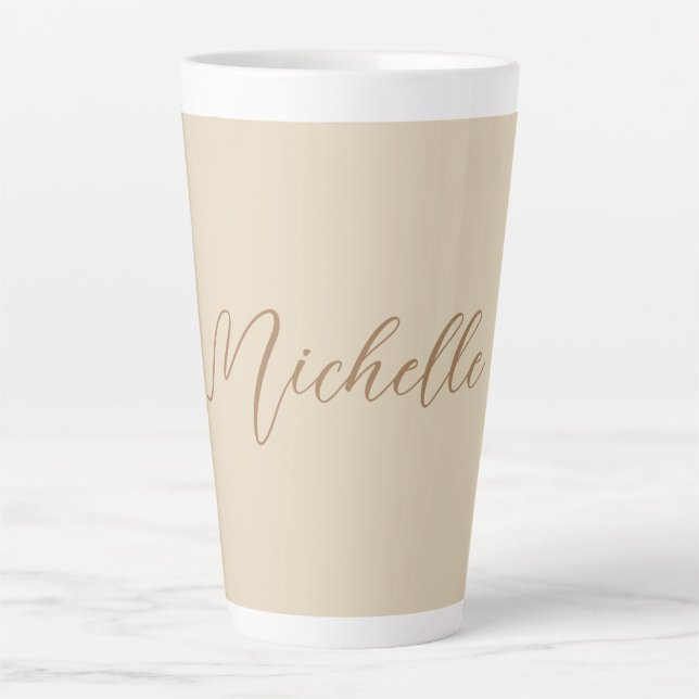 Beige Klassischer Beruflicher handgeschriebener Na Milchtasse (Vorderseite)