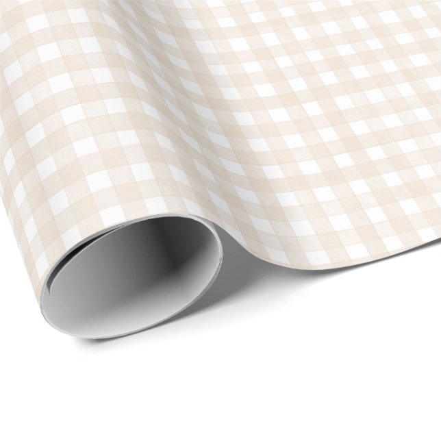Beige Klassisches Gingham Geschenkpapier (Rolleneckpunkt)