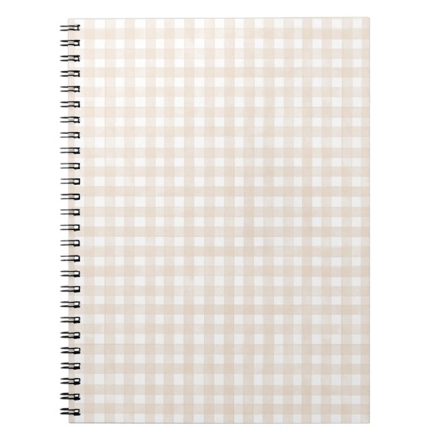 Beige Klassisches Gingham Notizblock (Vorderseite)