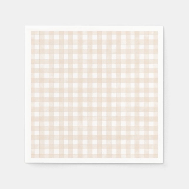 Beige Klassisches Gingham Serviette (Vorderseite)