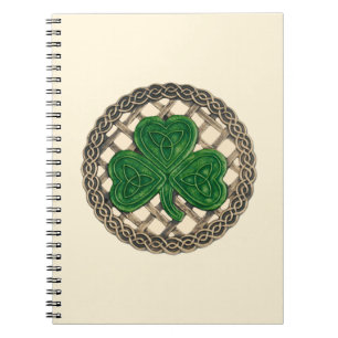 Beige Kleeblatt auf keltischen Knots Spiral Notebo Notizblock