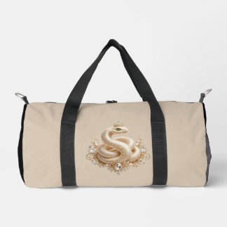 Beige Kristallschlangenkronenanhänger Kunst Duffle Bag