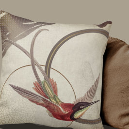 Beige künstlerisches Hummingbird Design | Taupe Kissen