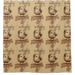 Beige Kurz Dreamy Bird Duschvorhang