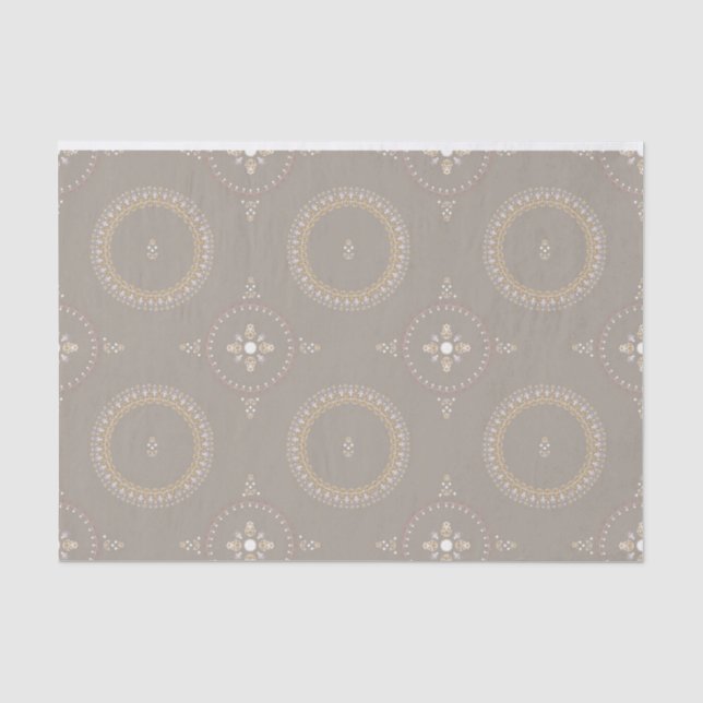 Beige Latte Elegant Ornamental Floral Seidenpapier (Vorderseite)