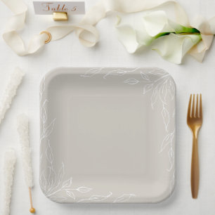 Beige Leaf Motif Erntedank Party Pappteller