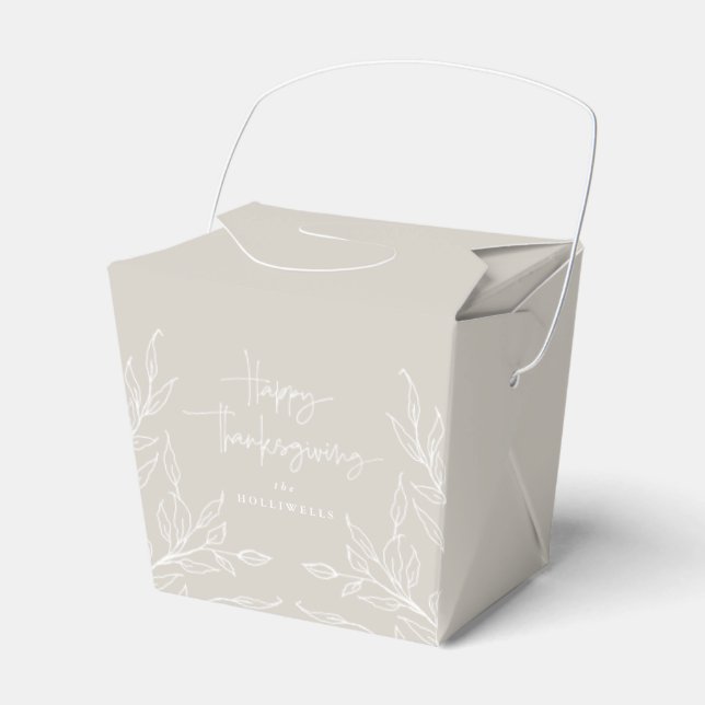 Beige Leaf Motif Happy Thanksgiving Geschenkschachtel (Vorderseite)