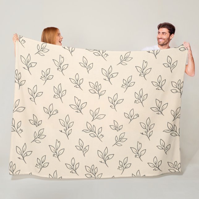 Beige Leaf Throw Blanket Fleecedecke (Beispiel)
