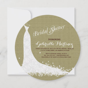 Beige Leinen und weiße Spitzen-Hochzeitskleidung Einladung