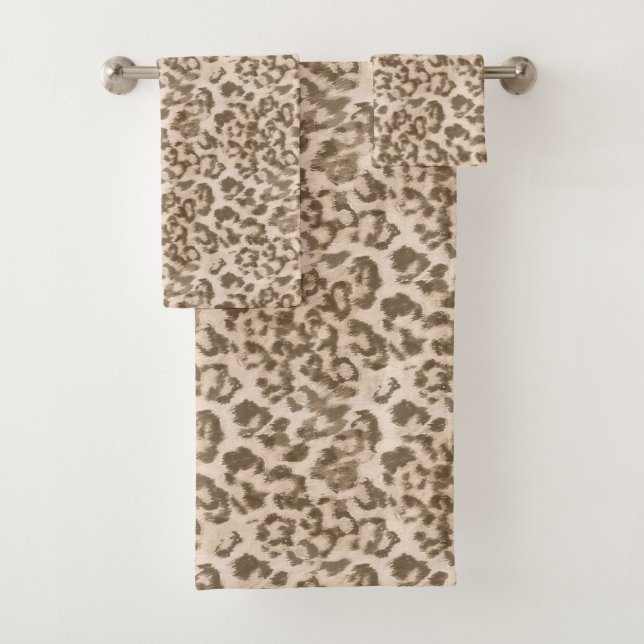 Beige Leopardendrucke . Badetuch-Set Badhandtuch Set (Insitu)