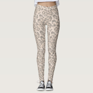 Beige Leopardendrucke. Leggings