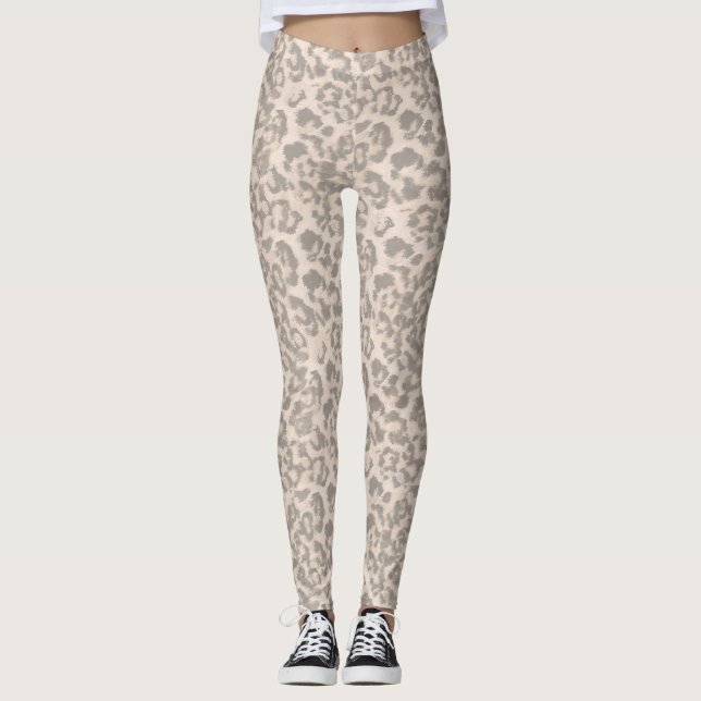 Beige Leopardendrucke. Leggings (Vorderseite)