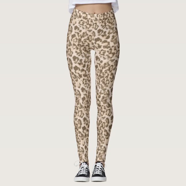 Beige Leopardendrucke - Leggings (Vorderseite)