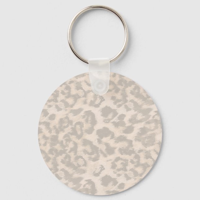 Beige Leopardendrucke. Schlüsselanhänger (Vorderseite)